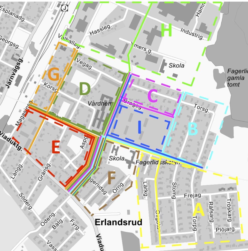 18-23-R1-B1: TRAFIKMÄNGD PÅ SMÅGATOR Området runt kvarteret Ugglan har delats upp i zoner. För varje zon har antalet hushåll och ev.