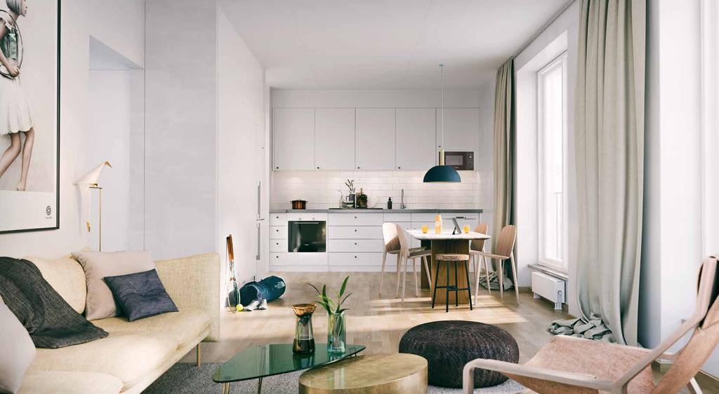 rymliga små lägenheter med maxad funktion. Middagsbjudning eller morgontidningsläsning, dansgolv eller yogastudio våra lägenheter är byggda för att ge utrymme för livet.