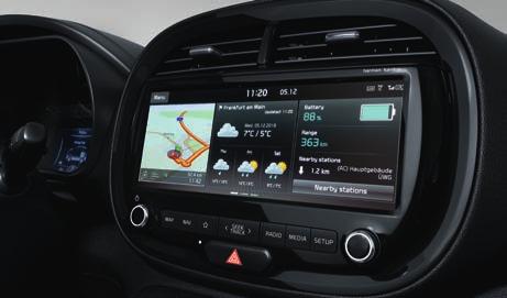 HÅLL DIG UPPKOPPLAD FÖRBEREDD FÖR KIA UVO CONNECT Helt nya Kia e-soul är förberedd för UVO CONNECT, en tjänst som är utvecklad för Kia och som möjliggör en mängd information om din resa i realtid