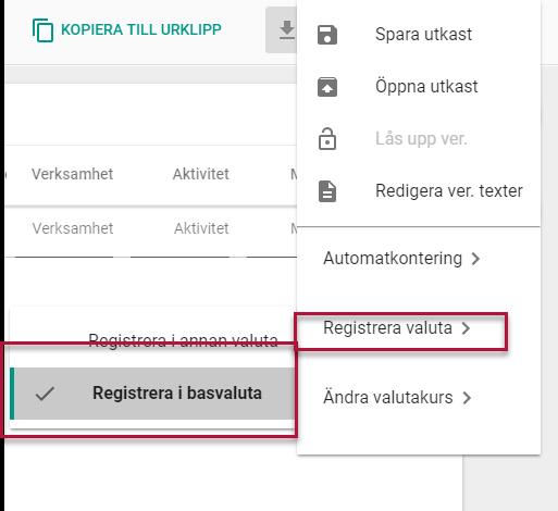 Förutsättningen är att du har påslaget i styrparametrar redovisning i 3L Pro att du använder valuta samt att det konto du bokför på har märkning för dags- eller standardkurs.