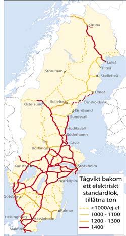 Förstudie Norrbotniabanan Slutrapport Tillåten vagnvikt Tillåten vagnvikt är en viktig faktor för järnvägens konkurrenskraft gentemot andra transportslag.