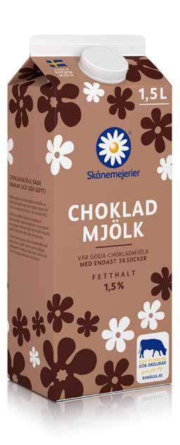 Chokladmjölken kommer i 1,5 liter förpackning.