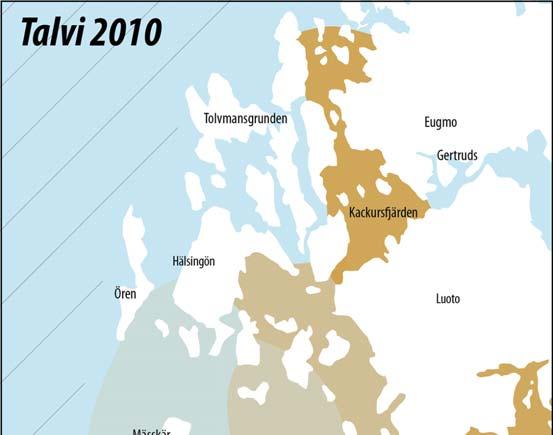 4 Vattenkvaliteten i havsområdet 1 4.1 Vattenkvaliteten vintern 21 Det uppstår en tydlig skiktning under isen, där ytvattnet avviker från den övriga vattenmassan i just fråga om dessa parametrar.