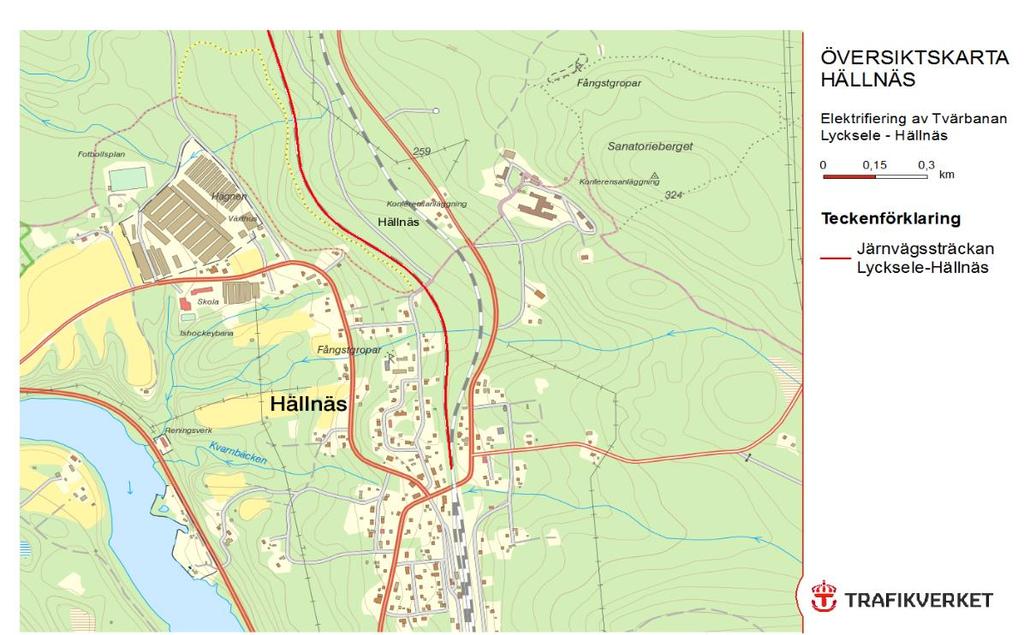 järnvägssträcka markerad i rött. Bild 3.