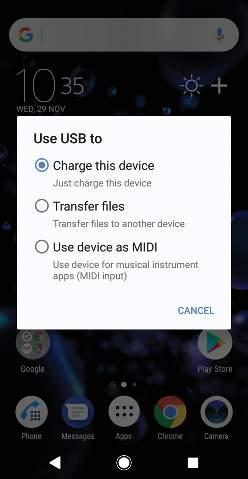 Med Xperia Companion kan du komma åt enhetens filsystem. Om du inte har Xperia Companion installerat ombeds du att installera det när du ansluter enheten till datorn.