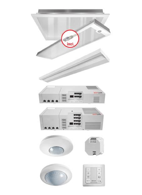 klassrum (ca 60 m²), inkl. infällda LED-takarmaturer för ssteminnertak, sensorteknik, strenhet och tterligare tillbehör (ta hänsn till särskilda egenskaper och ev.