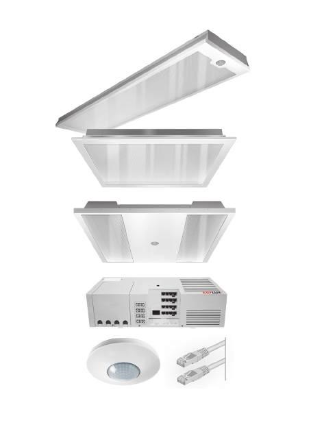 närvarodetektorer, strning och kabel, eklusive moms och monteringskostnader Livskvalitet ingår: med SmbiLogic-teknik för energieffektiv Human Centric Lighting (ljusfärg: Tunable White) Nätverkskoppla