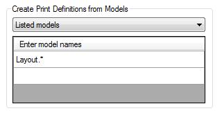 Om filen innehåller flera modeller kan man göra motsvarande för varje modell genom att göra lämpligt val i listan. Man kan t.ex. ange att alla modeller med ett visst prefix ska bearbetas.