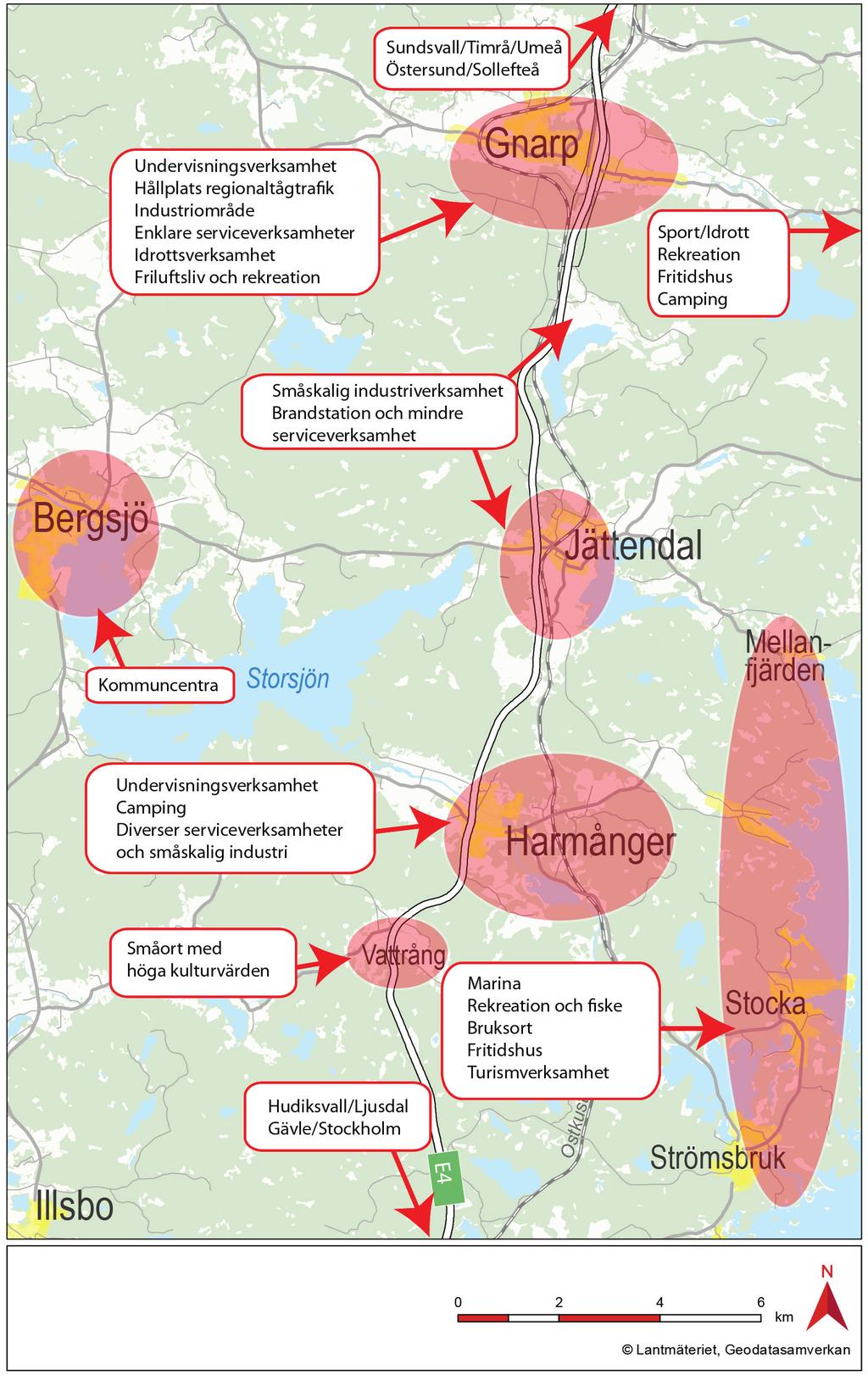 4..4 Bebyggelsestruktur och verksamheter 4..5 Målpunkter Nordanstig har cirka invånare och är Gävleborgs minsta kommun. Centralort och administrativt centrum är Bergsjö.