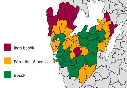 Kommuner - antal besök på vårdcentral med tilläggsuppdrag. Tabell 1: Kommuntillhörighet sökande.