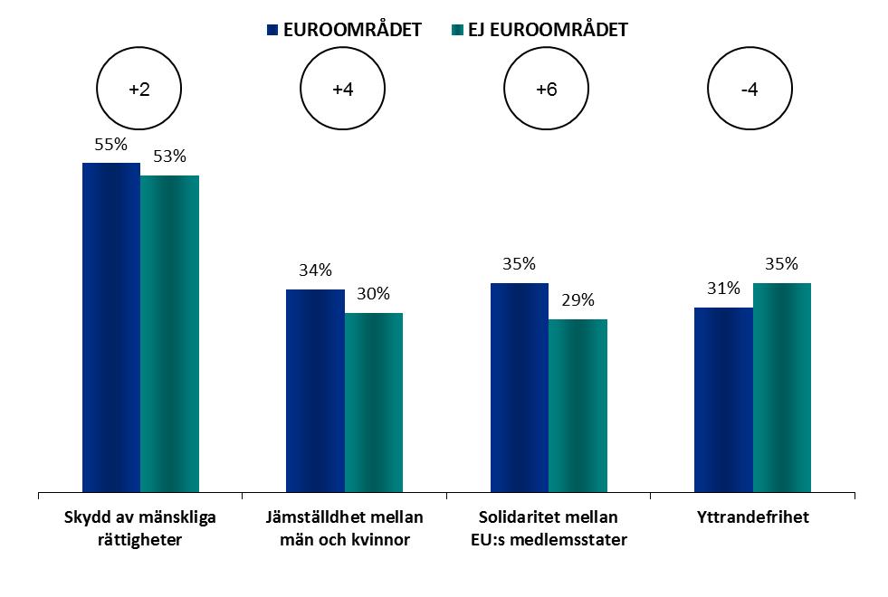 FOKUS INOM/UTANFÖR EUROOMRÅDET Euroområdet - ej euroområdet VÄRDERINGAR OCH POLITIK 1.