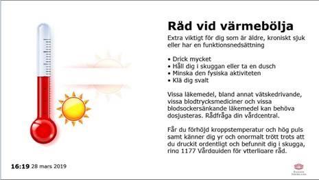 Information som publiceras på alla väntrumsskärmar via kommunikationsstaben.