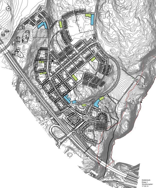 2.2 Planerad exploatering Området är uppdelat i fyra delområden som planeras bebyggas etappvis.