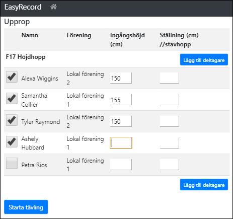 18 Live-inmatning 18.1 Liveresultat: resultatinmatning höjd & stav För att mata in liveresultat i höjd/stav, gör följande: 1. Tryck på knappen Live. Detta tar dig till live-delen av EasyRecord. 2.