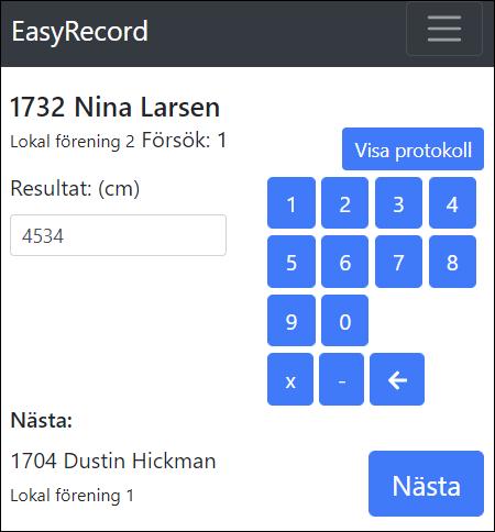 18.2 Liveresultat: kastgrenar samt längd/tresteg inomhus För att mata in liveresultat i kastgrenar samt längd/tresteg inomhus, gör följande: 1. Tryck på knappen Live.