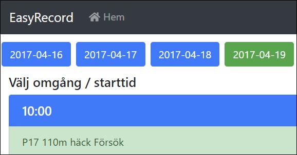 18.4 Live - löpningsledare Med löpningsdelen i live är det möjligt för en löpningsledare att genomföra upprop i samband med start (istället för att använda sig av utskrivna