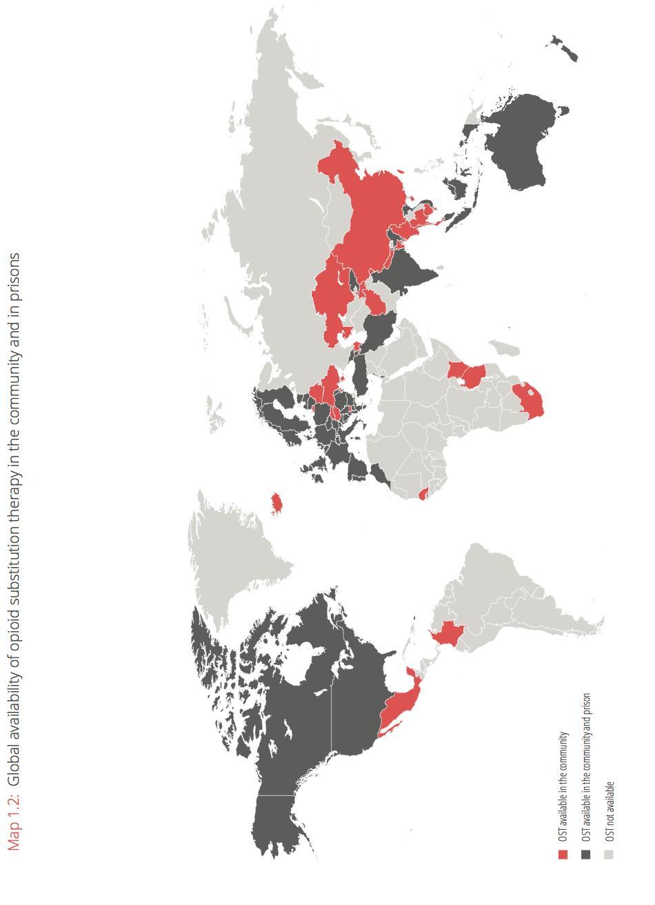 OST har god evidens men finns inte fullt ut implementerat globalt Minskar opioidrelaterad död Minskar spridning av hiv och hepatitier