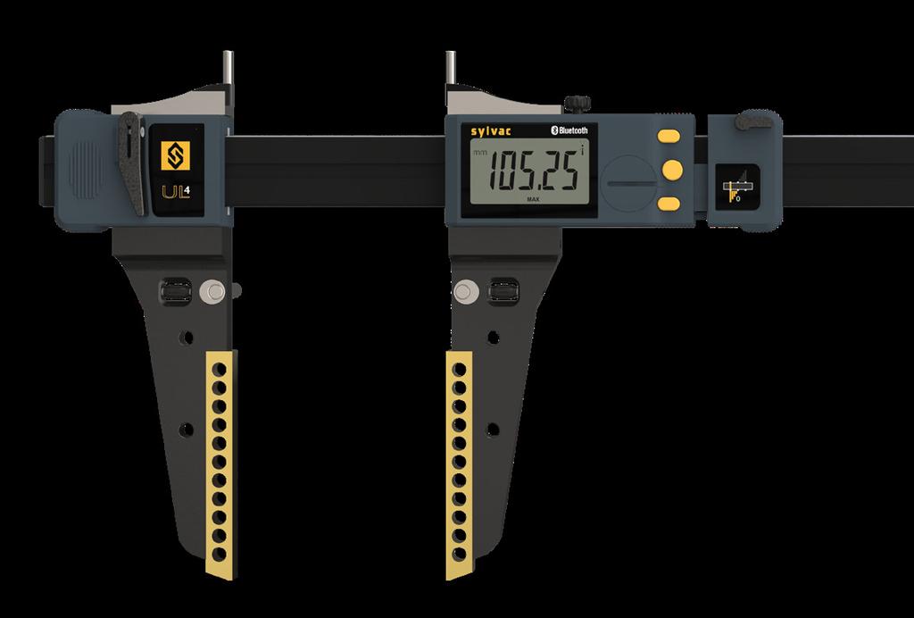 18 Ultralätta, digitala skjutmått UL4 Aluminiumskala förstärkt med två rostfria stålstavar. Titanbelagda skänklar. IP67-klassad elektronikenhet.