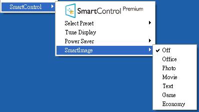 3. Bildoptimering Kontextmenyn har fyra poster: SmartControl Premium - när det valts visas fönstret Om.