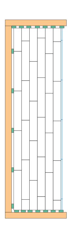 Läggningsmönster parallella rader Stavarna kan läggas symmetriskt då kortsidesfogarna linjerar alternativt osymmetriskt då första staven i varje rad
