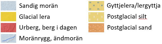 I planområdet är jorddjupet skattat från noll till 1,5 meter.