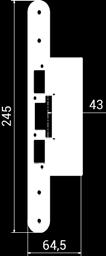 För högerhängd dörr TC30-12V 12 mm Vinklad 245x40,3x15 mm Lika yttermått som T30-12, men höjdjusterad för fallås av Connect-typ.