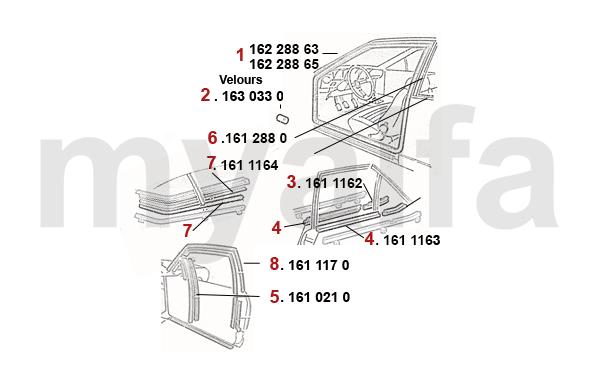 1 16228863 Türdichtung GT/V/6 (116) am Rahmen 401,43 kr 1 16228865 Türdichtung GT/V/6 (116) am Rahmen mit Velours 607,36 kr 2 1630330 Gummistopfen Türdichtung Spider 27,81 kr 3 1611162 Abstreifprofil