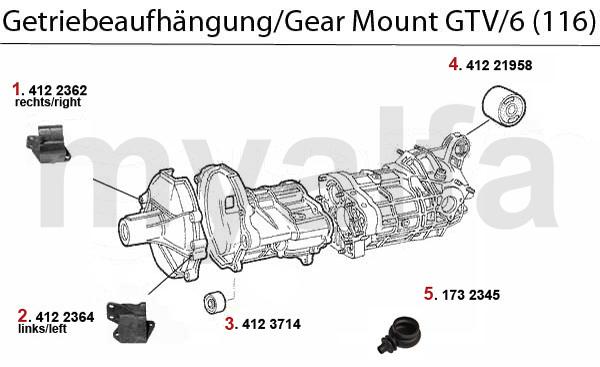 1 4122362 Getriebeaufhängung rechts Alfa 75 1.8 Turbo/3.0 V6,Giulietta 2.