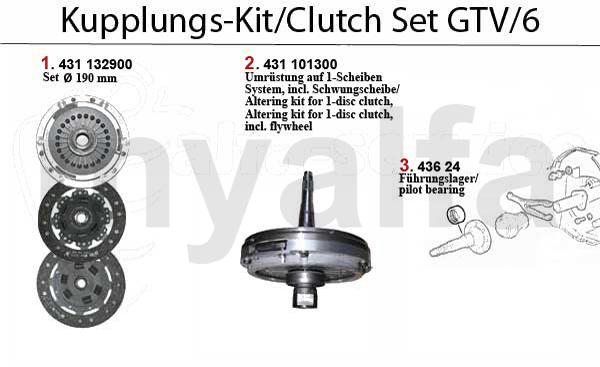 1 43132900 Kupplungs-Kit GTV/6 (116) leicht verstärkte Sachs-Kupplung, Zwischenring muß alt genommen 2 43101300 Kupplungs Kit GTV/6