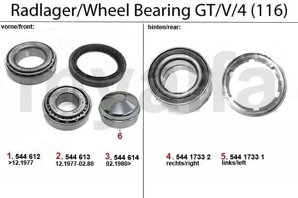 1 544612 Radlagersatz vorne Alfetta/GT (116) 1.6/1.8 Bj. >12.76 540,47 kr 2 544613 Radlagersatz vorne Alfetta/GT (116) 1.6 Bj.1977-2.80, 1.8/2.0/TD Bj.>2.80, Giulietta 1.3/1.