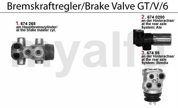 1 674265 Bremskraftregler 75,90,Giulietta,GT /V 2.0 (116) Bj.