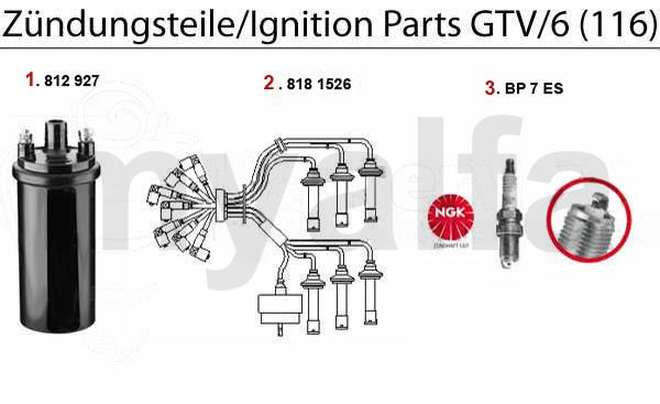 1 812927 Zündspule GTV/6 916,18 kr 2 8181526 Kabelsatz 75 V6,GTV/6