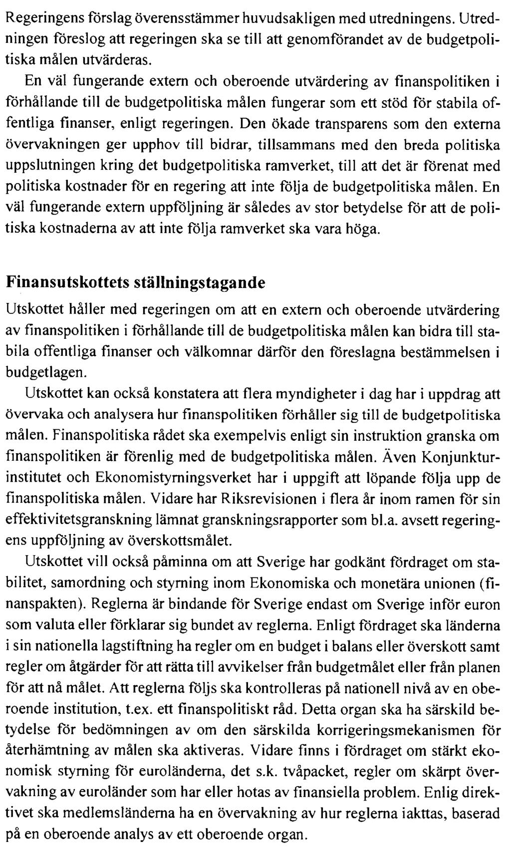 FINANSUTSKOTTETS YTTRANDE ÖVER