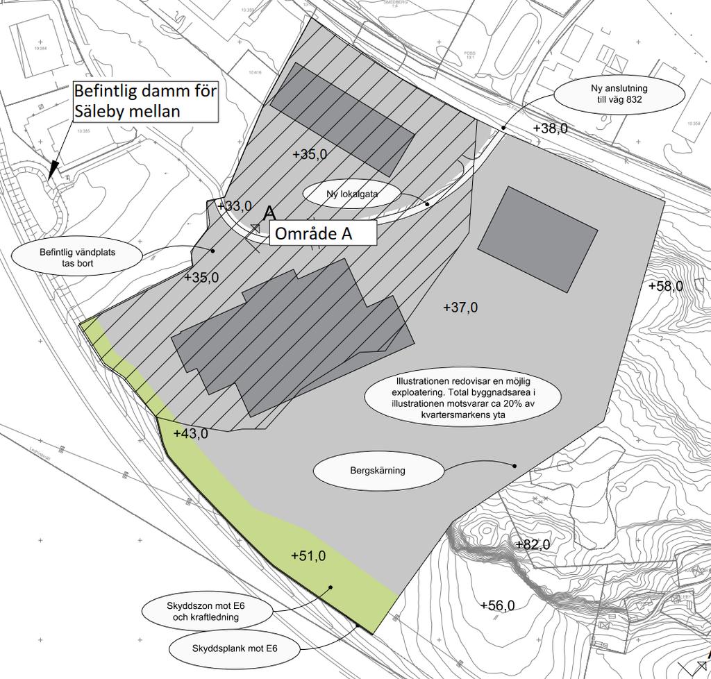 detaljplanen för Säleby södra. Den planerade detaljplanen för Säleby södra täcker dock en större del än 7,1 hektar av den intilliggande detaljplanen för Säleby mellan.