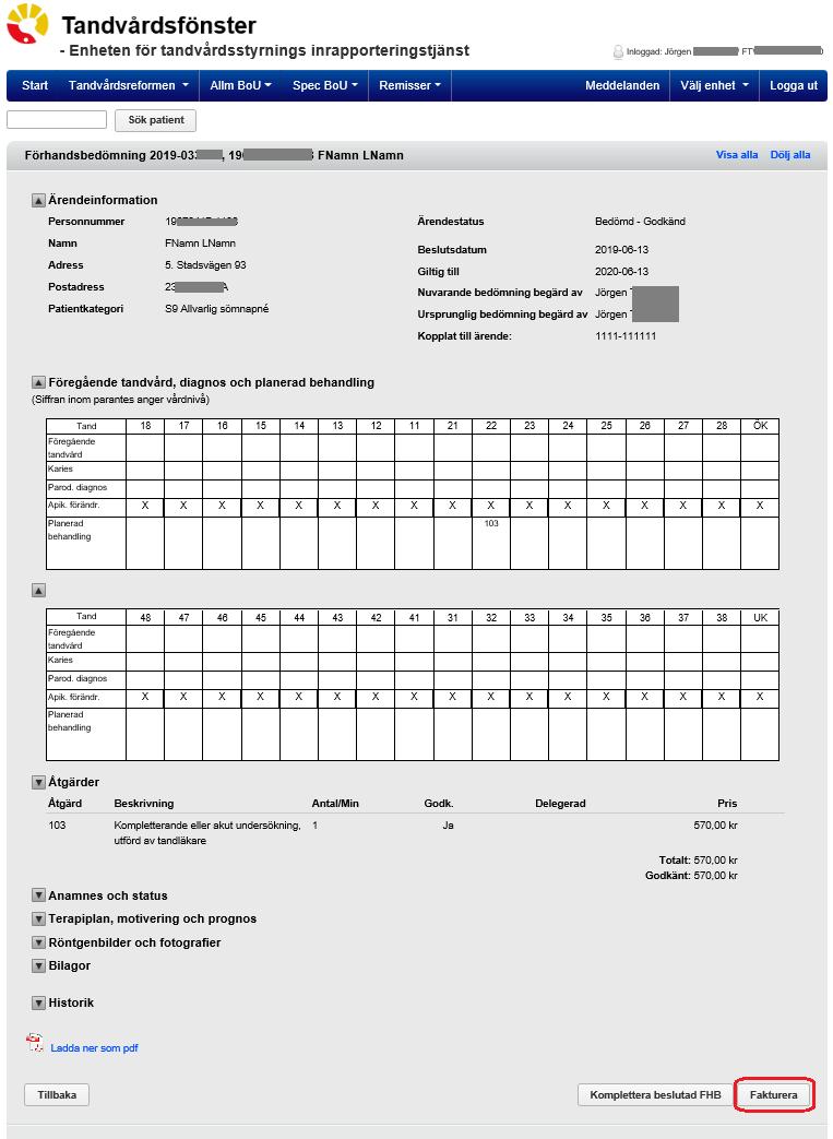 22 (33) 5.2 Steg 1, Välj förhandsbedömningsärende att fakturera 1.