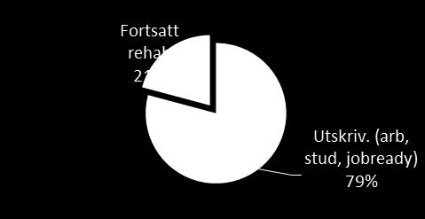 100 90 80 70 60 50 40 30 20 10 0 10:e percentil Median 90:e percentil Män Före Män Efter Sysselsättning avslut Sammanlagt arbetar eller studerar 73 % av deltagarna som avslutats i FÖRSAM året vilket