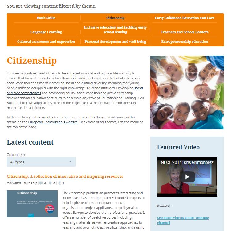 Temasidor Undersök innehållet via EU:s tio viktiga prioriteringar inom skolutbildning: Grundläggande färdigheter Medborgarskap Förskoleverksamhet och barnomsorg Språkinlärning Inkluderande