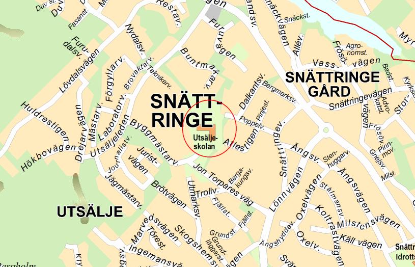 2 (6) Bakgrund Beskrivning av nuläget Utsäljeskolan ligger i Snättringe (Figur 1) och har i dagsläget cirka 550 elever från förskola till och med årskurs 6.