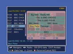 KANALLISTA EPG EPG är en Elektronisk Program Guide, som kan ge en snabb överblick av det aktuella utbudet av TV/radio program om programledaren sänder EPG-data.