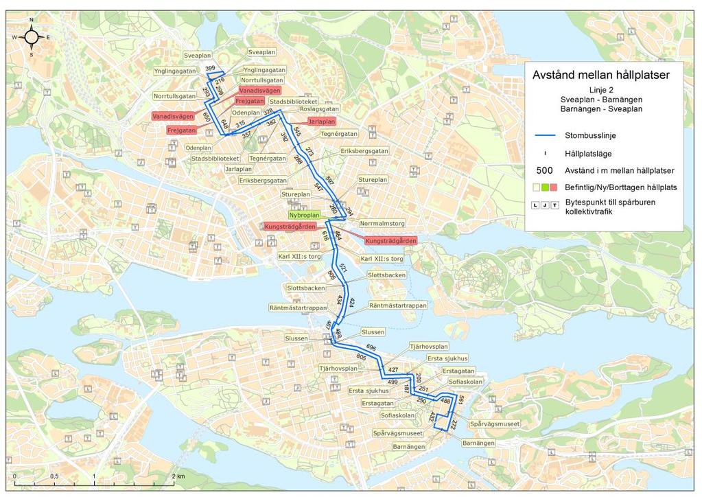 Minuter Figur x: Linje 1 Delsträcka Kungsbroplan Vasagatan År 2012 jämfört med 2011. Körtid exklusive hållplatstid kl. 07.00 10.