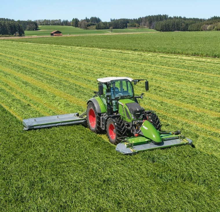 I kombination med den främre lyftanordningens reglering på Fendt Vario-traktorer förbättras arbetskvaliteten ytterligare, eftersom slåtterbalken har ett jämnt kontakttryck oberoende av markens kontur.