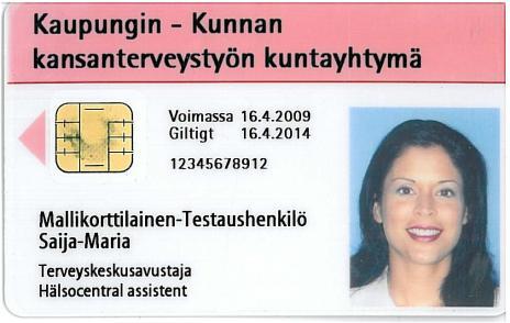 Övriga uppgifter är kortets serienummer, UPC-39 streckkod, myndighet samt BRC:s kontaktuppgifter (finska, svenska och engelska).