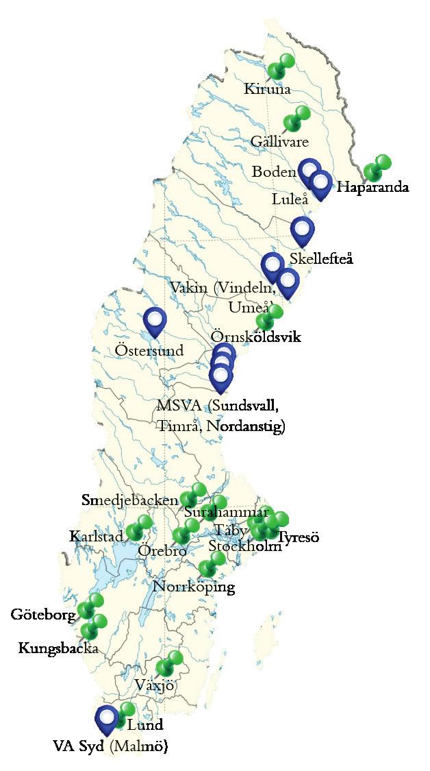 Kommunala företrädare Bodens kommun, Gällivare kommun, Göteborgs stad/ Kretslopp och vatten, Kiruna kommun, Kungsbacka kommun, Luleå kommun,