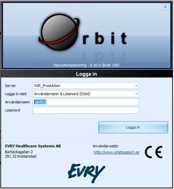 Orbit5 för att titta på op-programmet Då du inte är inne i en journal når du Orbit5 så här: 1. Vanligtvis finns ikonen på skrivbordet eller listen. 2.