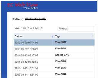 EKG för att se utlåtande på EKG Klicka på det EKG du vill se.