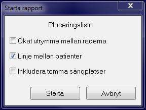 Välj Avdelning och sedan Ta gärna ut en skriftlig placeringslista på avdelningens inneliggande