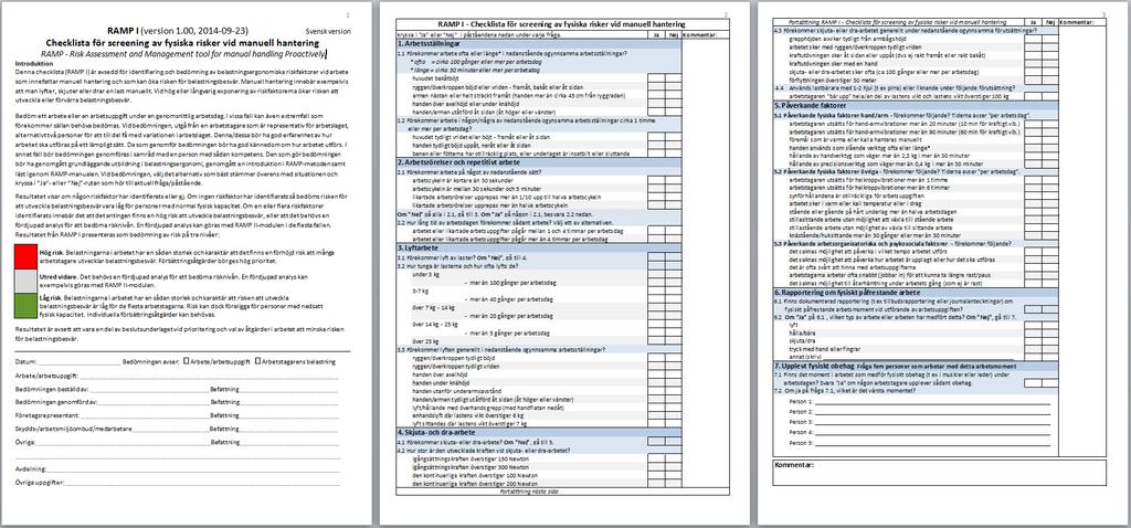 RAMP I: Checklista för screening av fysiska risker RAMP Risk
