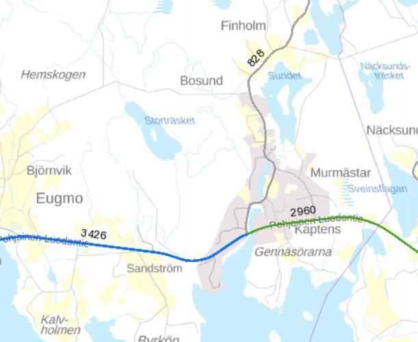 Norra Larsmovägen är relativt vältrafikerad med en medeldygnstrafik om ca 3400 fordon.