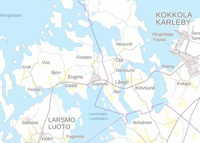 4 1. BAS- OCH IDENTIFIKATIONSUPPGIFTER 1.1 Identifikationsuppgifter Planområdet är beläget i den nordvästra delen av Larsmo kommun. Området som berörs är från tidigare planlagt på delgeneralplanenivå.