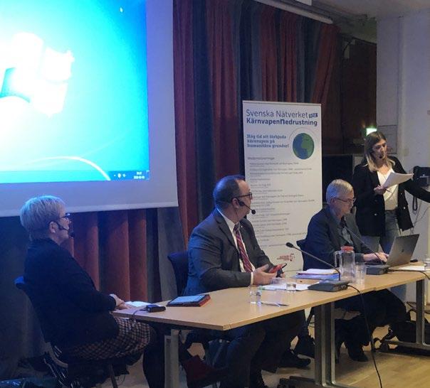 På ett seminarium på ABF i Stockholm den 6 februari deltog Beatrice Fihn, generalsekreterare för ICAN, i en panel med Lars-Erik Lundin, Olle Thorell (S) och Kerstin Lundgren (C).